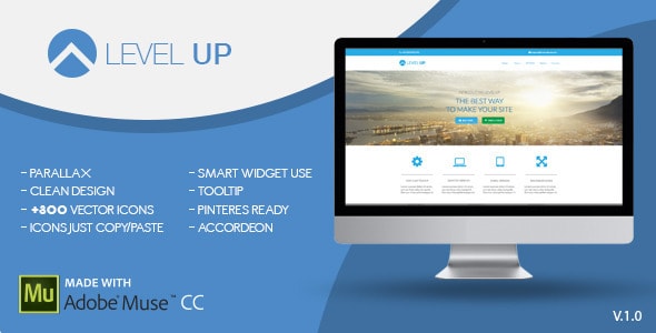 level up | one page muse template - adobe muse templates & themes