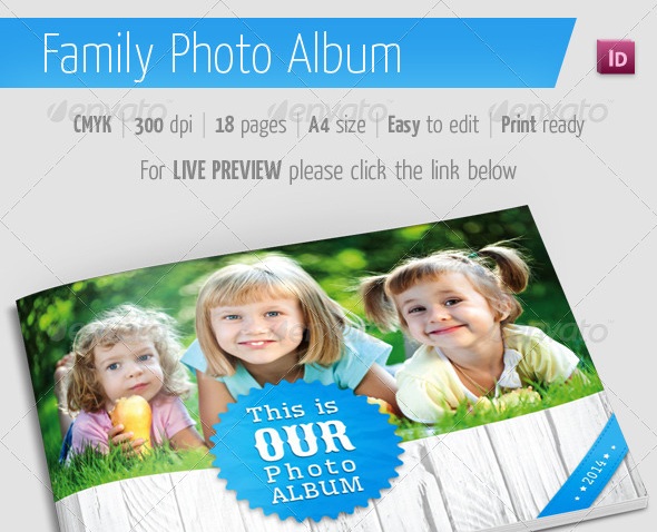 Family Photo Album for Indesign - photo album templates