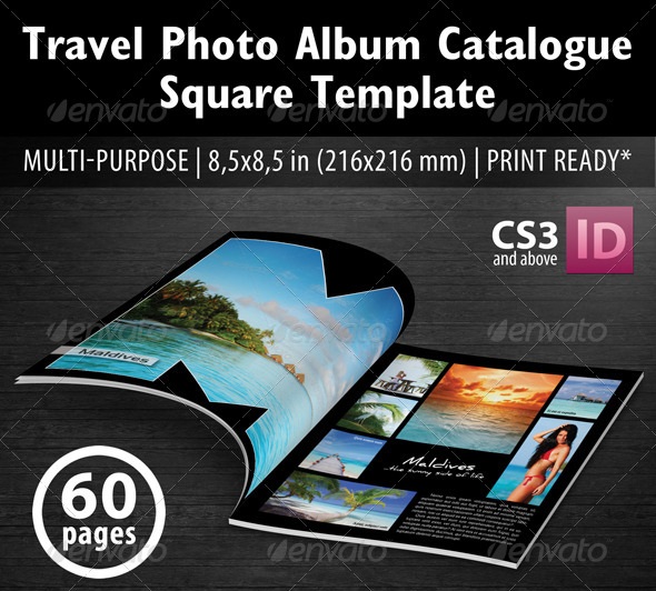 Travel Photo Album Catlog. Square Template - photo album templates