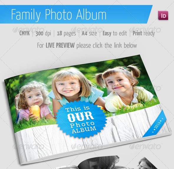 family photo album for indesign - photo album templates
