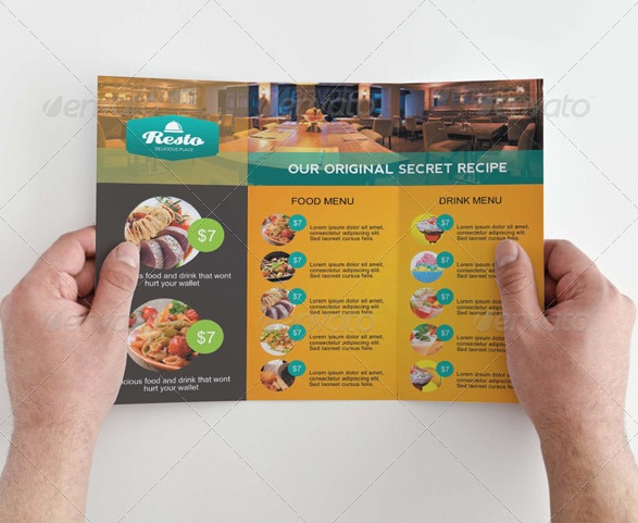 Restaurant and Food Menu Trifold Brochure
