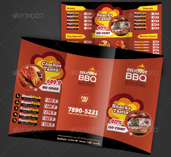 Yummy Tasting - Restaurant Menu Tri-Fold Brochure
