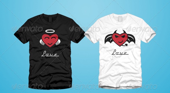 Devil and Angel Hearts Valentine T-Shirt - t-shirt designs