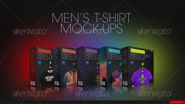 men's t-shirt 5 scenes mock-up - apparel mockups