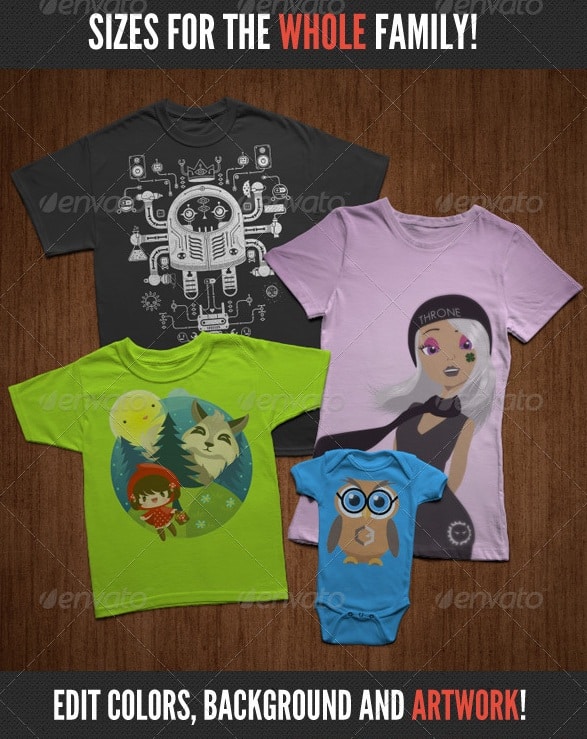 t-shirt mock-ups - family pack - apparel mockups