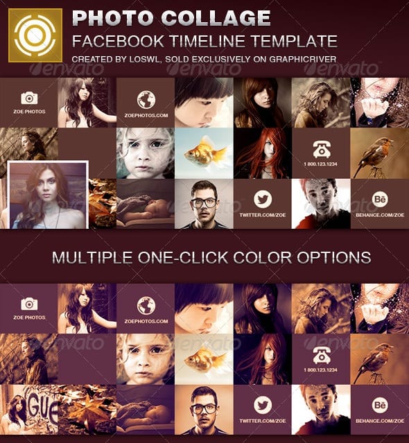 photo collage facebook timeline cover template