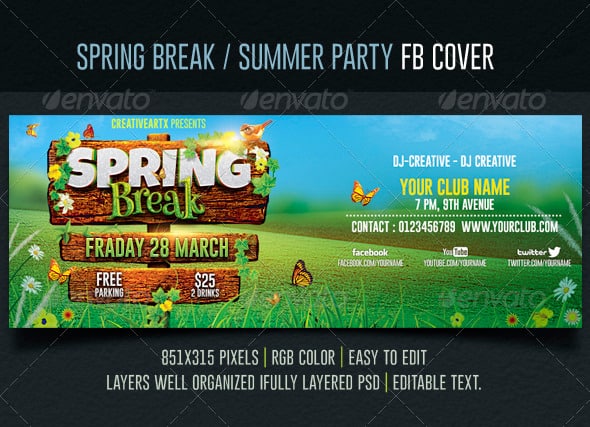 spring break / summer party facebook cover