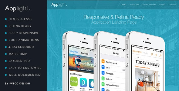 applight - responsive one page scroll app theme