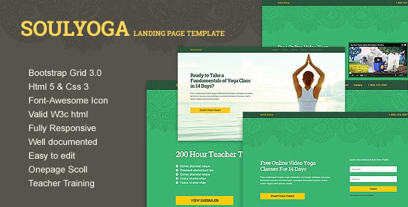 yoga landing page template