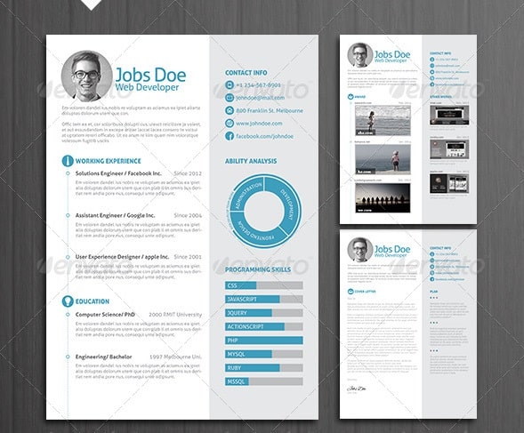 3 page resume/ cv with letter - Resume/CV Templates