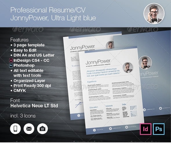 professional resume / cv ultra light blue - Resume/CV Templates
