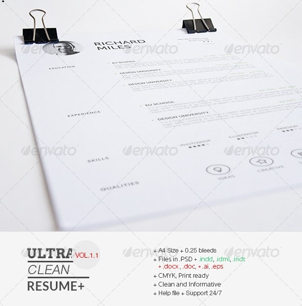 ultra clean resume - Resume/CV Templates