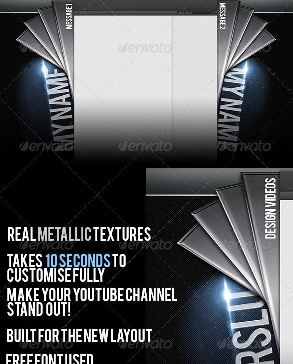 metallic youtube channel background template v2