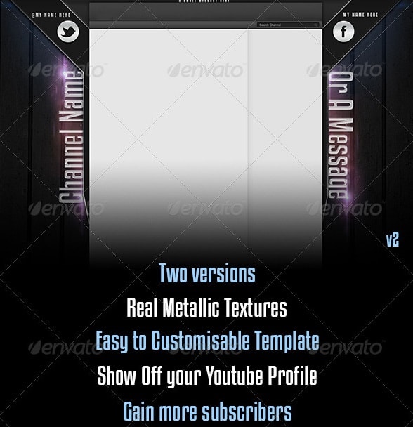 metallic youtube channel background template