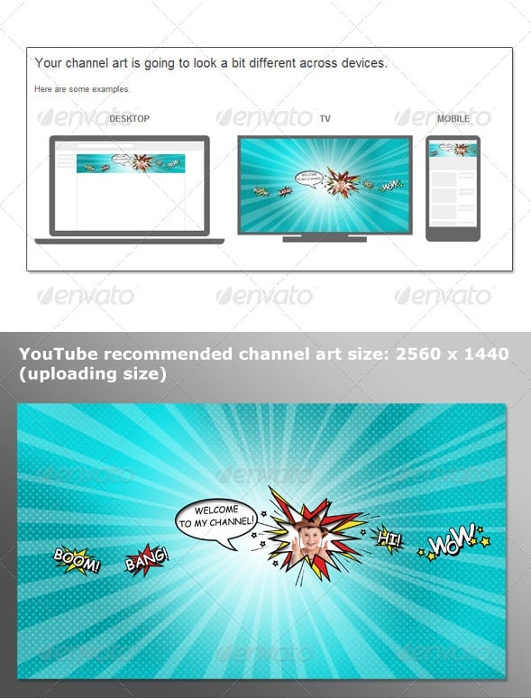 youtube one channel comics style template