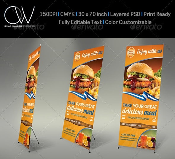 burger restaurant roll-up - signage template vol4