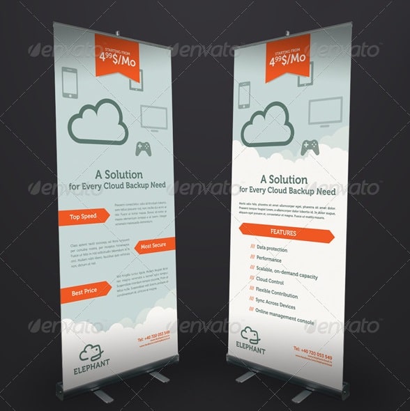 elephant cloud roll-up banner
