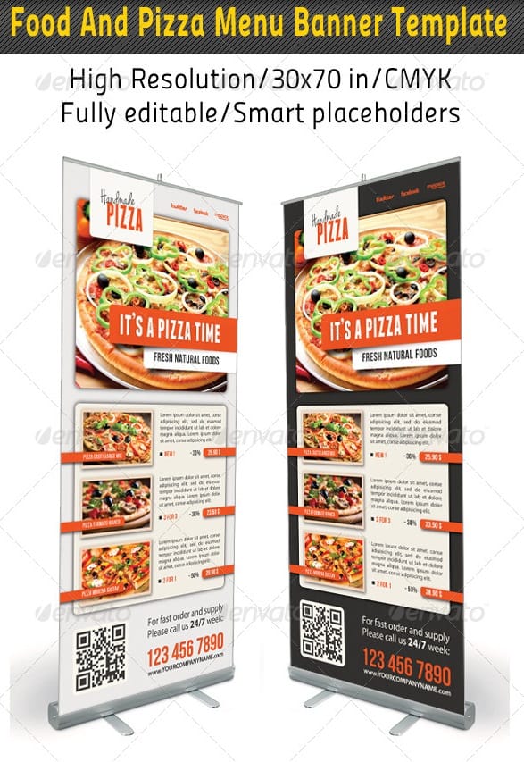 food and pizza menu banner template 08