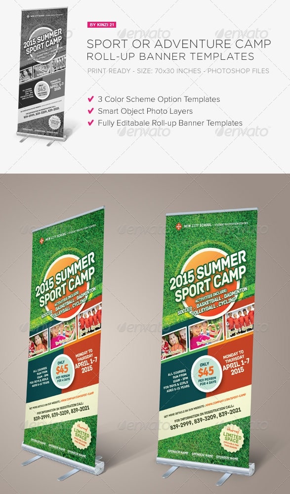 sport or adventure camp roll-up banners