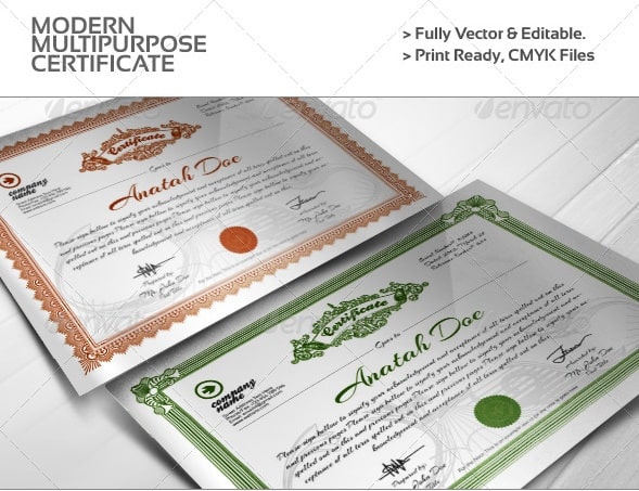 modern multipurpose certificates