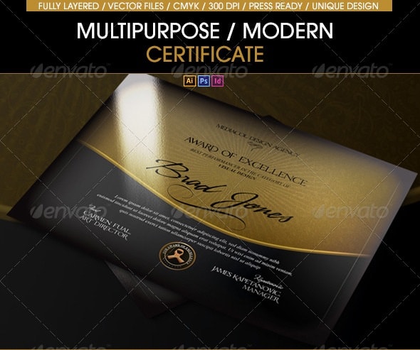 multipurpose modern certificate (all formats)