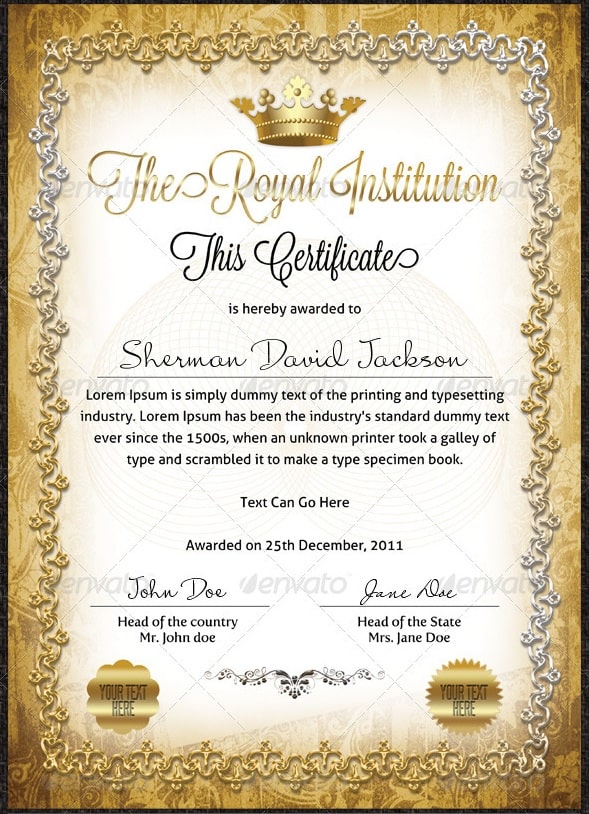 royal certificates