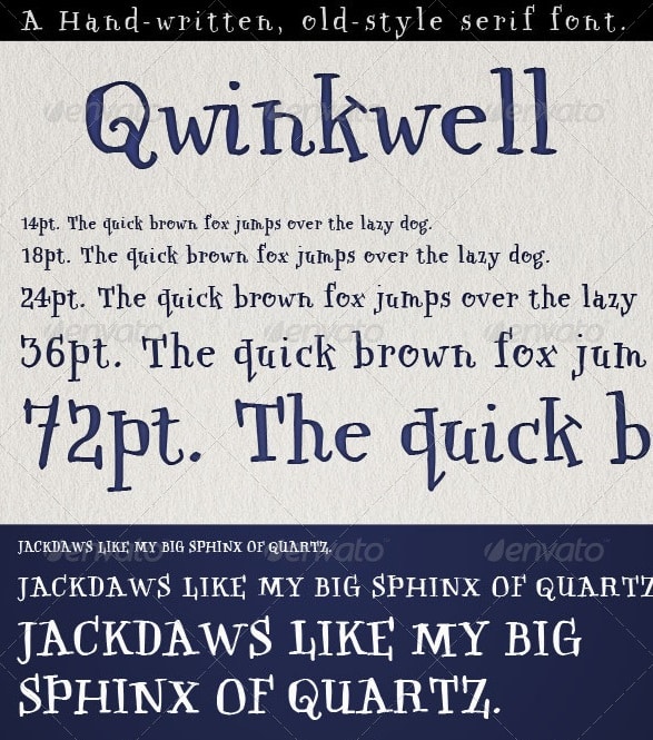 qwinkwell; old style handwritten pen & ink