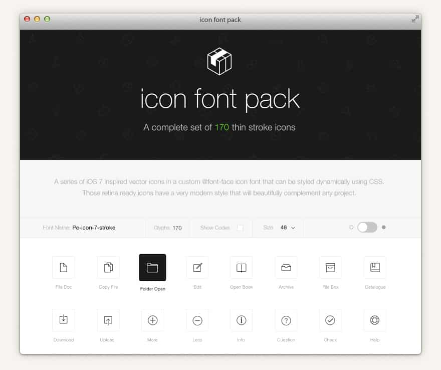 stroke 7 icon free font set