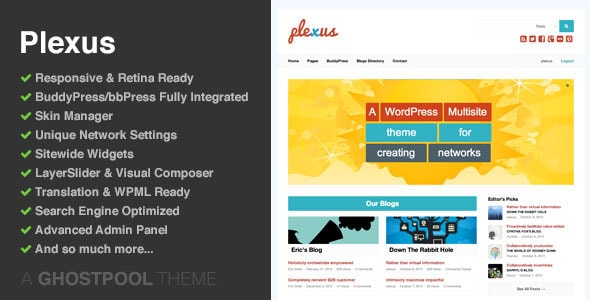 plexus: network wordpress & buddypress theme