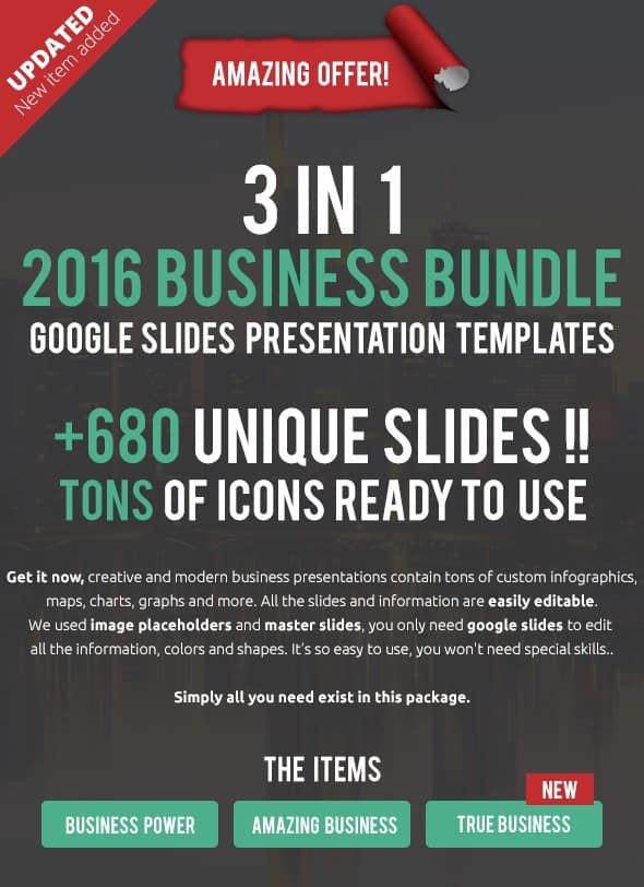 3 in 1 - 2016 modern business google slides bundle
